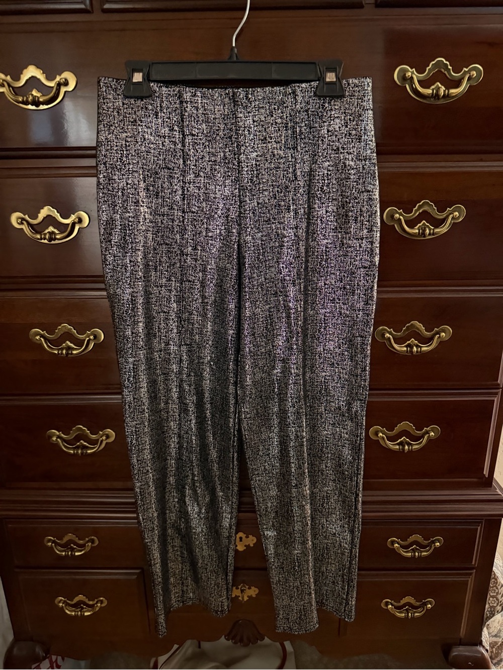 Investments Black and White Tweed-Effect Straight-Leg Pants